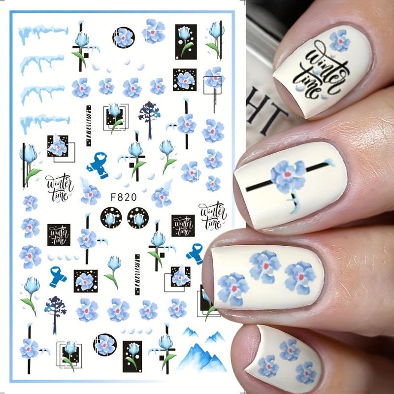 Butterfly Nail Art Stickers Summer Floral Leaf Transfer Decal Slider Nail