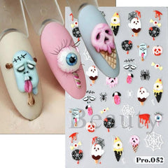 5D Embossed Halloween Nail Art Stickers
