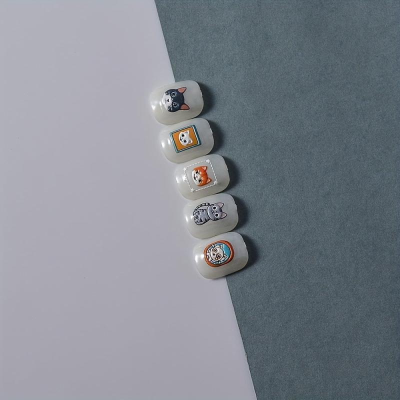 5D Embossed Cartoon Puppy Cat Nail Art Stickers - Self Adhesive Nail Decals