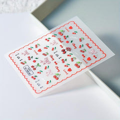Cherry Nail Art Stickers Decals Self Adhesive for Girls DIY Manicure