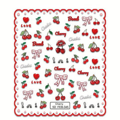 Cherry Nail Art Stickers Decals Self Adhesive for Girls DIY Manicure