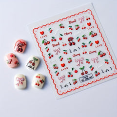 Cherry Nail Art Stickers Decals Self Adhesive for Girls DIY Manicure