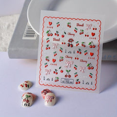 Cherry Nail Art Stickers Decals Self Adhesive for Girls DIY Manicure