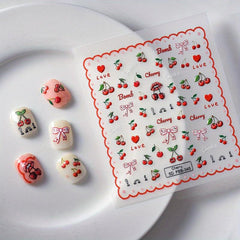 Cherry Nail Art Stickers Decals Self Adhesive for Girls DIY Manicure