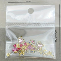3D Nail Charms Crystal Heart Rhinestones Star Moon Alloy Nail Art Charms