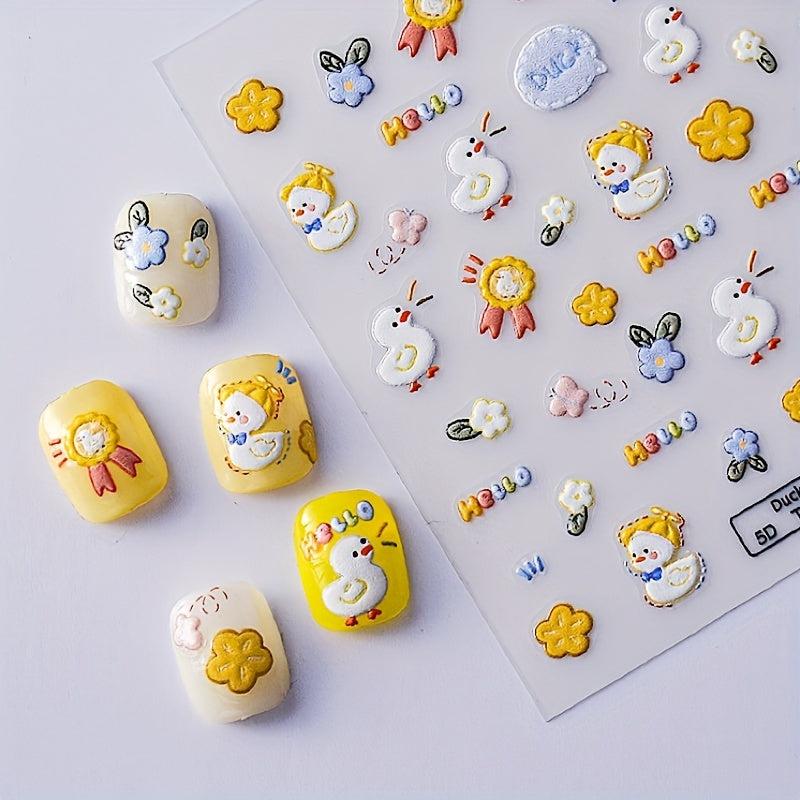 3D Duck Nail Art Stickers Cute Nail Decals DIY Nail Supplies