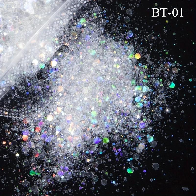 Chunky Nail Glitter Summer Nails Art Sequins Purple Pink Opal Powder