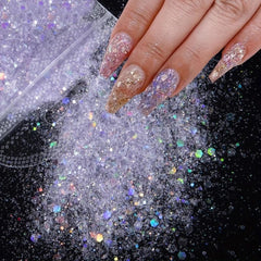 Chunky Nail Glitter Summer Nails Art Sequins Purple Pink Opal Powder