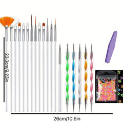 Nail Art Decoration Sets with Glitter Sequin, Brushes, Dot Tools, Buffer File