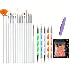 Nail Art Decoration Sets with Glitter Sequin, Brushes, Dot Tools, Buffer File