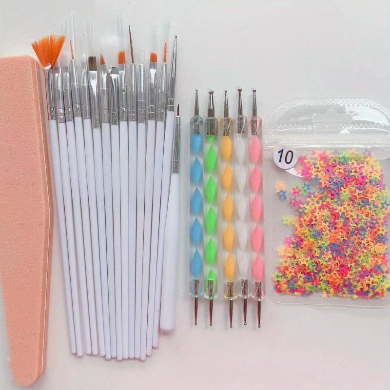 Nail Art Decoration Sets with Glitter Sequin, Brushes, Dot Tools, Buffer File