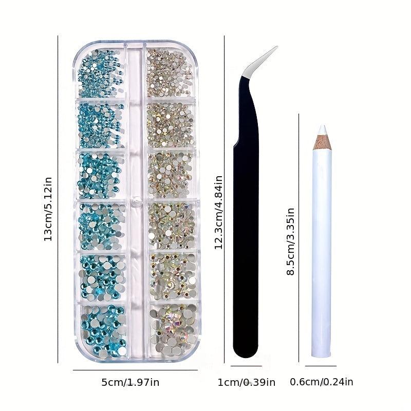 12 Grids Red Nail Rhinestones for Nails Makeup