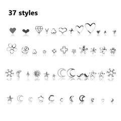 4 Boxes Metal Silver Nail Charms Nail Studs 3D Nail Art Jewelry Decoration