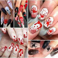 Halloween Nail Art Stickers 3D Gothic Ghost Skull Spider Pattern Nail Decals