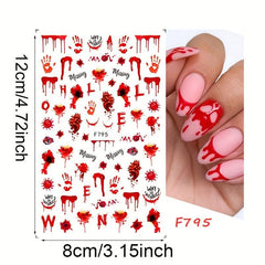 Halloween Nail Art Stickers 3D Gothic Ghost Skull Spider Pattern Nail Decals
