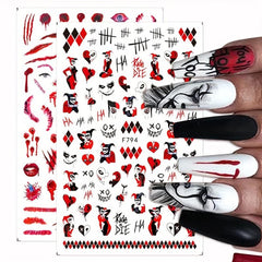 Halloween Nail Art Stickers 3D Gothic Ghost Skull Spider Pattern Nail Decals