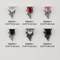 3D Alloy Nail Charms Heart Shape Crystals Rhinestones Metal Gems Stones