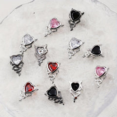 3D Alloy Nail Charms Heart Shape Crystals Rhinestones Metal Gems Stones