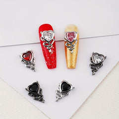 3D Alloy Nail Charms Heart Shape Crystals Rhinestones Metal Gems Stones
