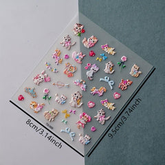 5D Embossed Cat Nail Art Stickers - Self Adhesive Nail Decals