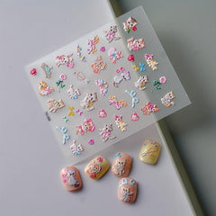 5D Embossed Cat Nail Art Stickers - Self Adhesive Nail Decals