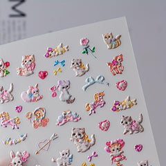 5D Embossed Cat Nail Art Stickers - Self Adhesive Nail Decals