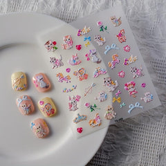 5D Embossed Cat Nail Art Stickers - Self Adhesive Nail Decals