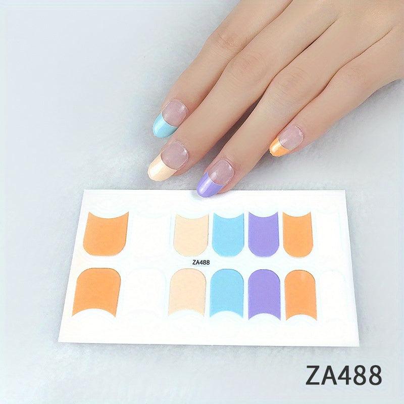 Waterproof Full Wraps Nail Polish Stickers Self Adhesive Nail Art Decal Strips