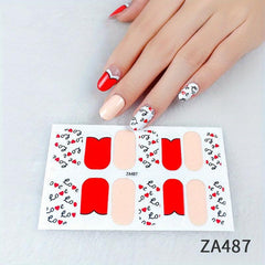 Waterproof Full Wraps Nail Polish Stickers Self Adhesive Nail Art Decal Strips
