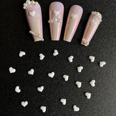 Heart Shaped Nail Charms Resin Crystal Rhinestones Nail Art Decorations 20 Pcs