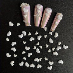 Heart Shaped Nail Charms Resin Crystal Rhinestones Nail Art Decorations 20 Pcs