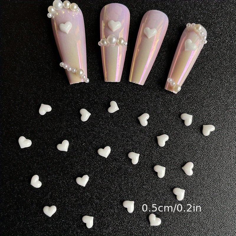 Heart Shaped Nail Charms Resin Crystal Rhinestones Nail Art Decorations 20 Pcs