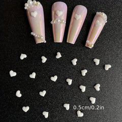 Heart Shaped Nail Charms Resin Crystal Rhinestones Nail Art Decorations 20 Pcs