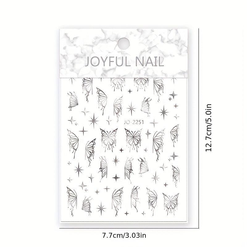 Slivery 3D Butterfly Nail Art Stickers for Manicure Decorations