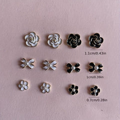 Camellia Nail Charms Bow Nail Ornament 6 Pcs
