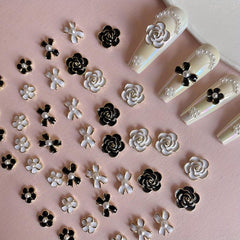Camellia Nail Charms Bow Nail Ornament 6 Pcs