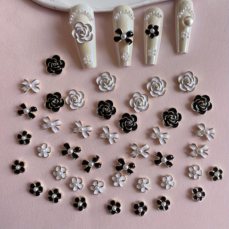 Camellia Nail Charms Bow Nail Ornament 6 Pcs