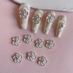 Camellia Nail Charms Bow Nail Ornament 6 Pcs