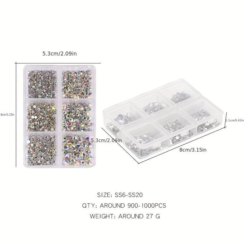 Crystal AB Glass Rhinestones For Nails Mixed Size 3D Flatback Strass Gems
