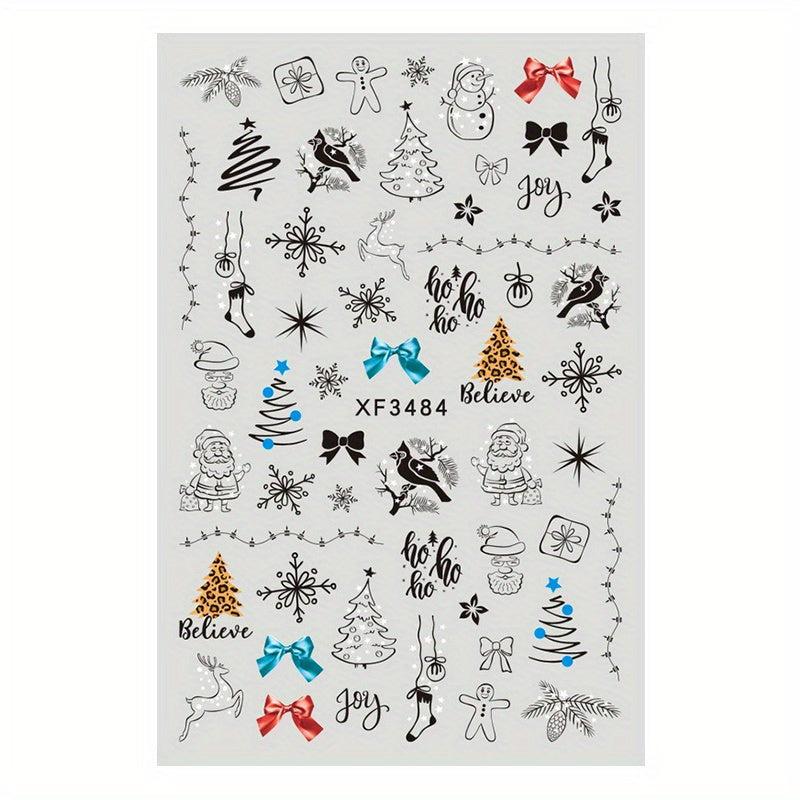 Christmas Nail Art Stickers Winter Holly Tree Water Transfer Nail Decals