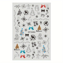 Christmas Nail Art Stickers Winter Holly Tree Water Transfer Nail Decals
