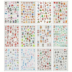 Christmas Nail Art Stickers Winter Holly Tree Water Transfer Nail Decals