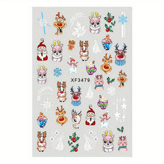 Christmas Nail Art Stickers Winter Holly Tree Water Transfer Nail Decals