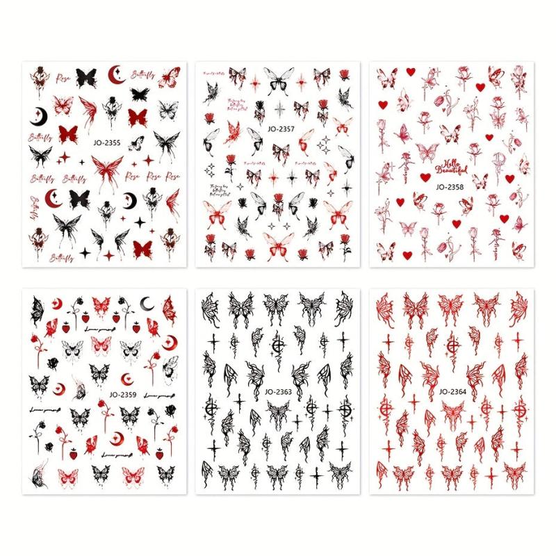 3D Nail Art Stickers Adhesive Rose Decals for DIY Manicure
