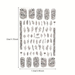 3D Plants Nail Stickers Bow Nail Decals for Women Spring Flower Jungle Designs