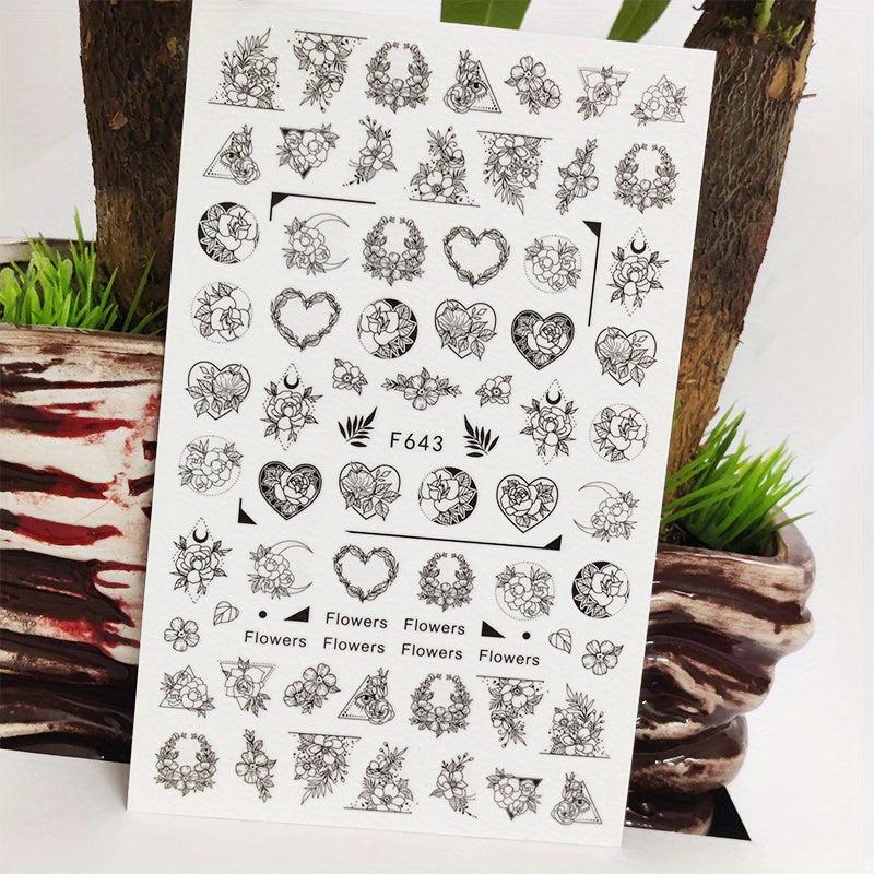 3D Plants Nail Stickers Bow Nail Decals for Women Spring Flower Jungle Designs
