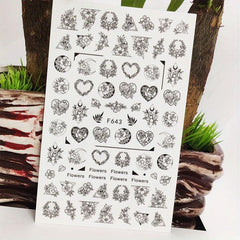 3D Plants Nail Stickers Bow Nail Decals for Women Spring Flower Jungle Designs