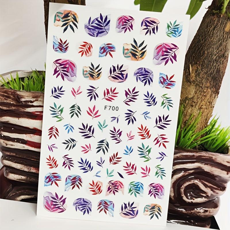 3D Plants Nail Stickers Bow Nail Decals for Women Spring Flower Jungle Designs