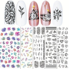 3D Plants Nail Stickers Bow Nail Decals for Women Spring Flower Jungle Designs