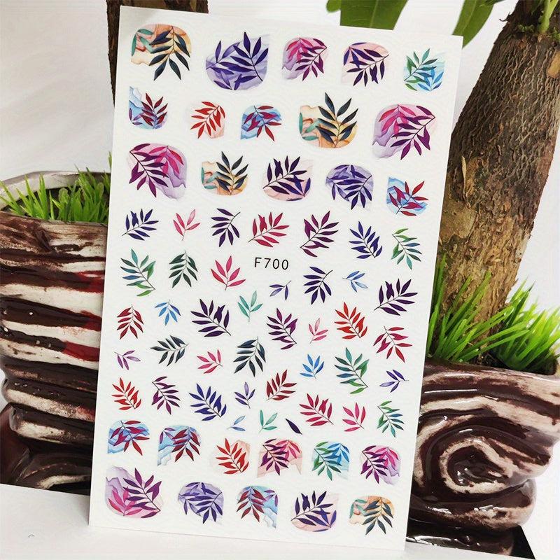 3D Plants Nail Stickers Bow Nail Decals for Women Spring Flower Jungle Designs